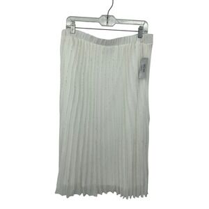 WD.NY Pleated Skirt Metallic Sparkle Detail Elastic Waist White‎ XL